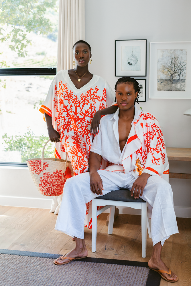 Kaftan Silk - Red Coral