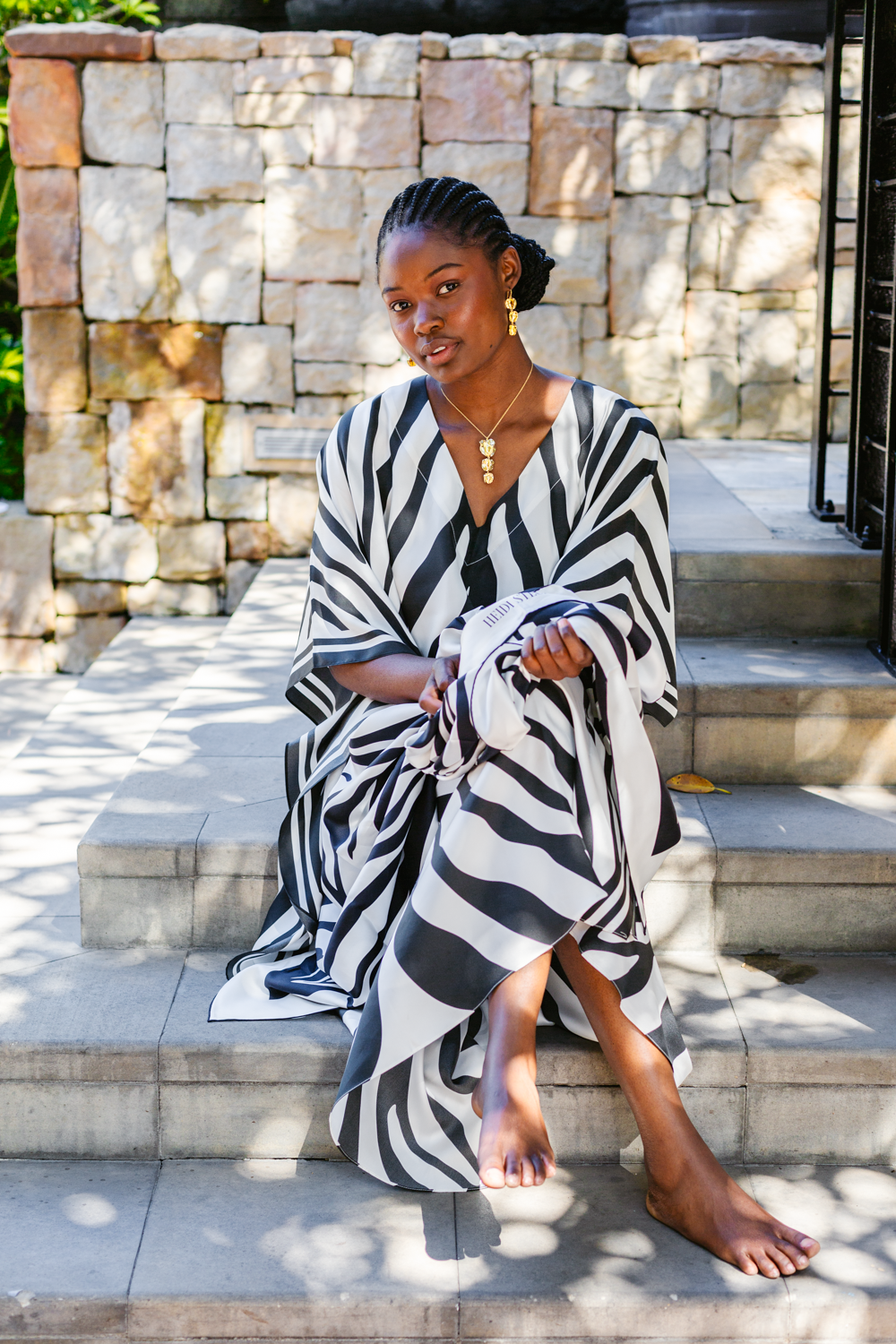 Kaftan Silk - Zebra Black