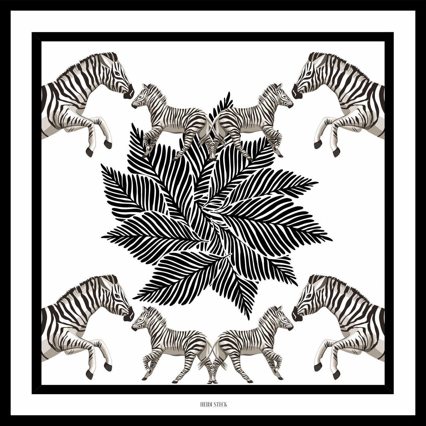 Scarf Silk - Zebra (White on Black)