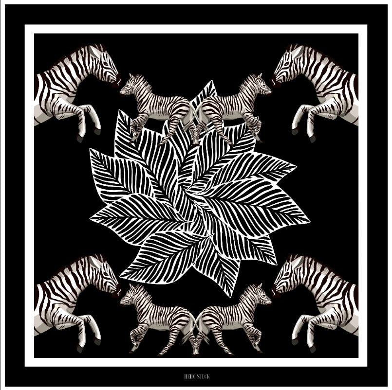 Scarf Silk - Zebra (Black on White)