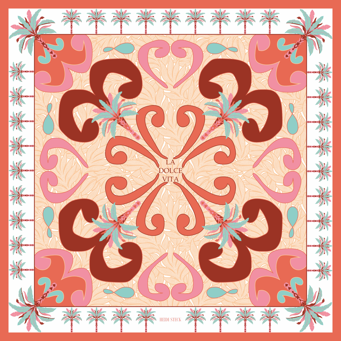 Scarf Silk - La Dolce Vita - Orange and Pink