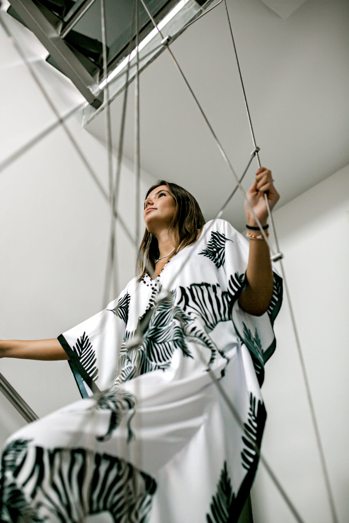 Kaftan Satin - Zebra in white