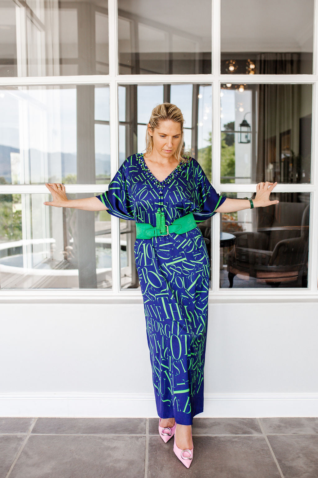 Kaftan Satin - Bliss in Blue and Green