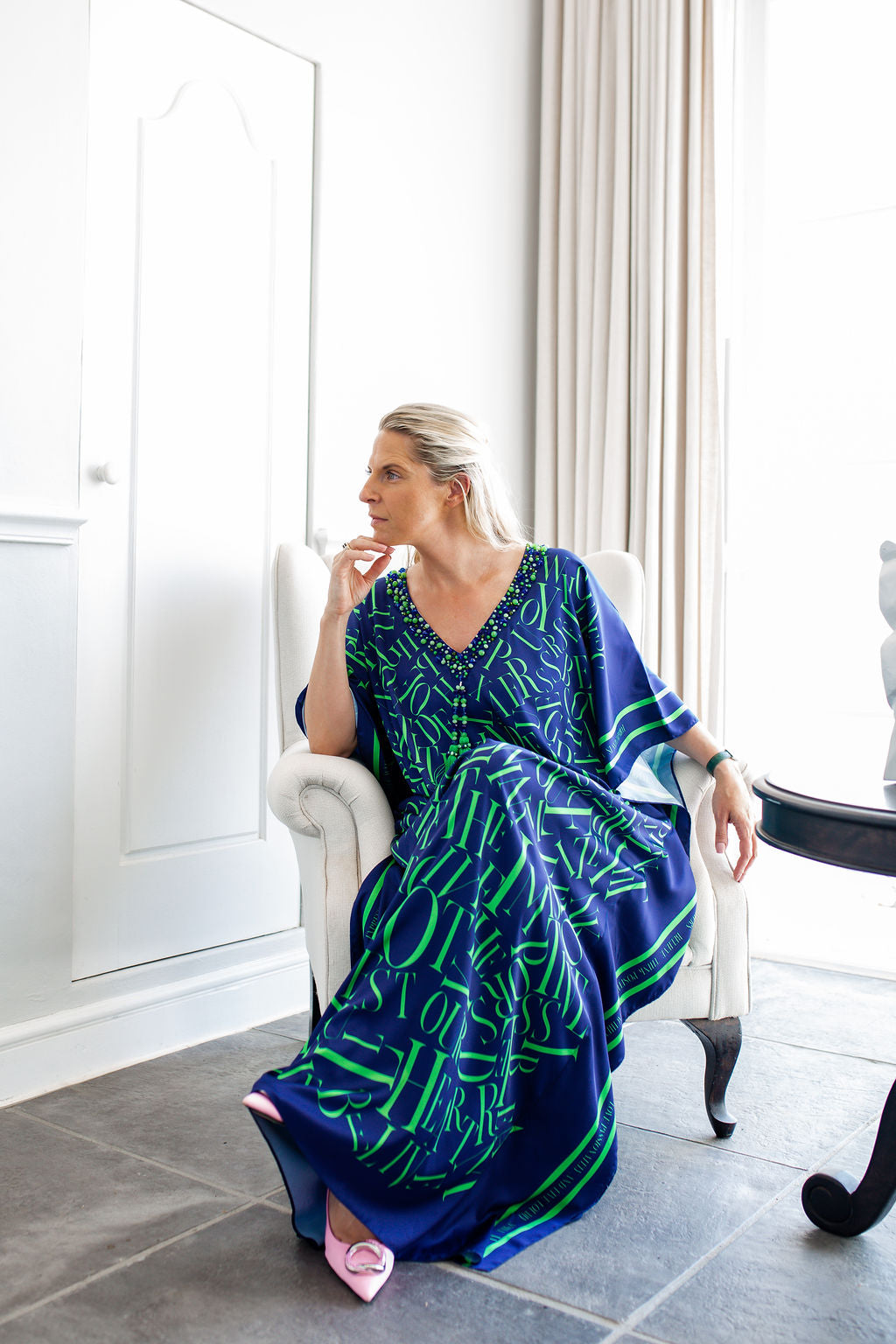 Kaftan Satin - Bliss in Blue and Green