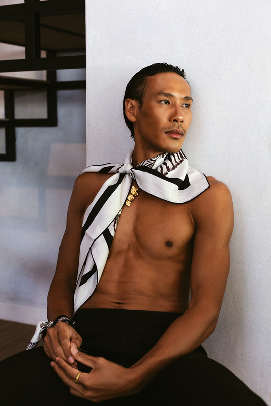 Scarf Silk - Zebra (White on Black)