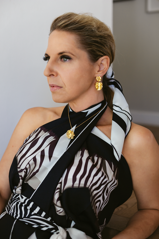 Scarf Silk - Zebra (Black on White)