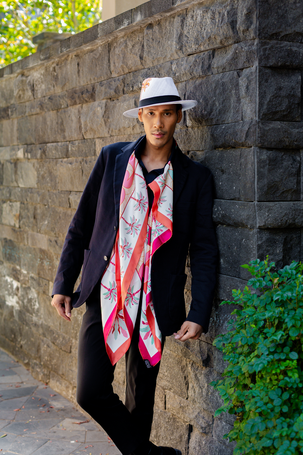 Scarf Silk - La Dolce Vita - Orange and Pink