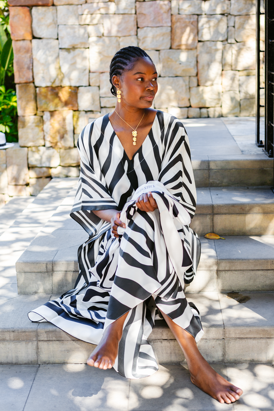 Kaftan Silk - Zebra Black