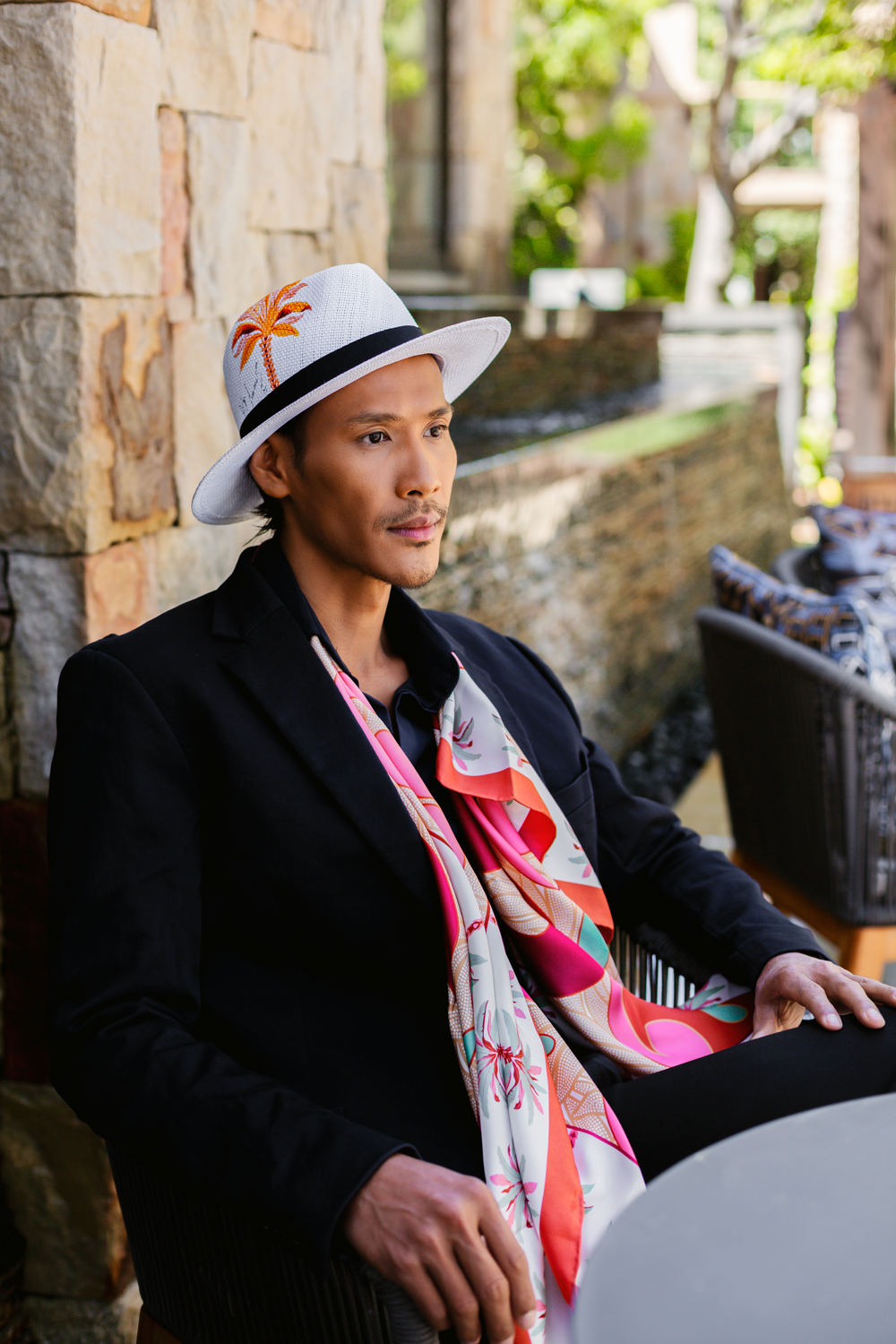 Scarf Silk - La Dolce Vita - Orange and Pink