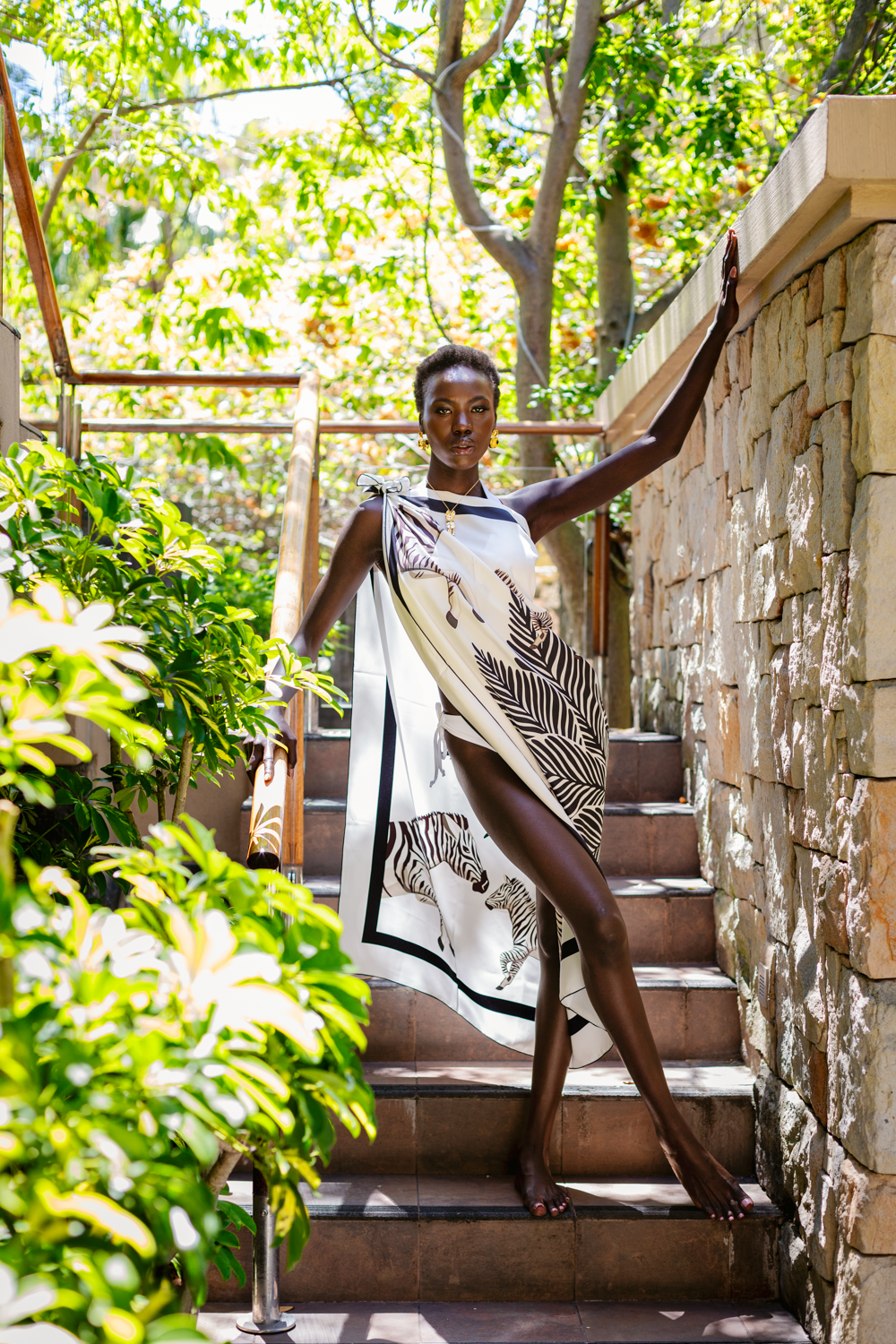 Scarf Silk - Zebra (White)