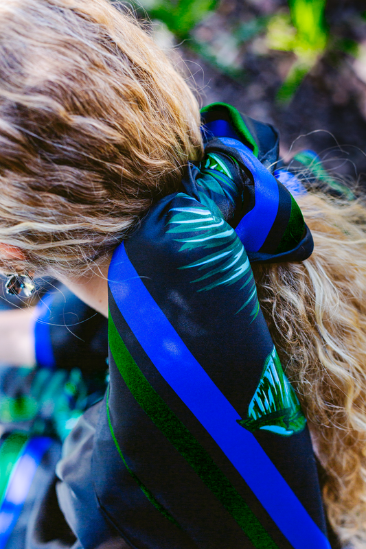 Scarf Silk - Palm Black