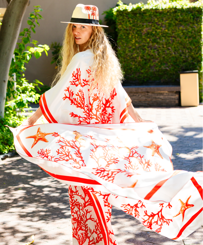 Scarf Silk -Red Coral