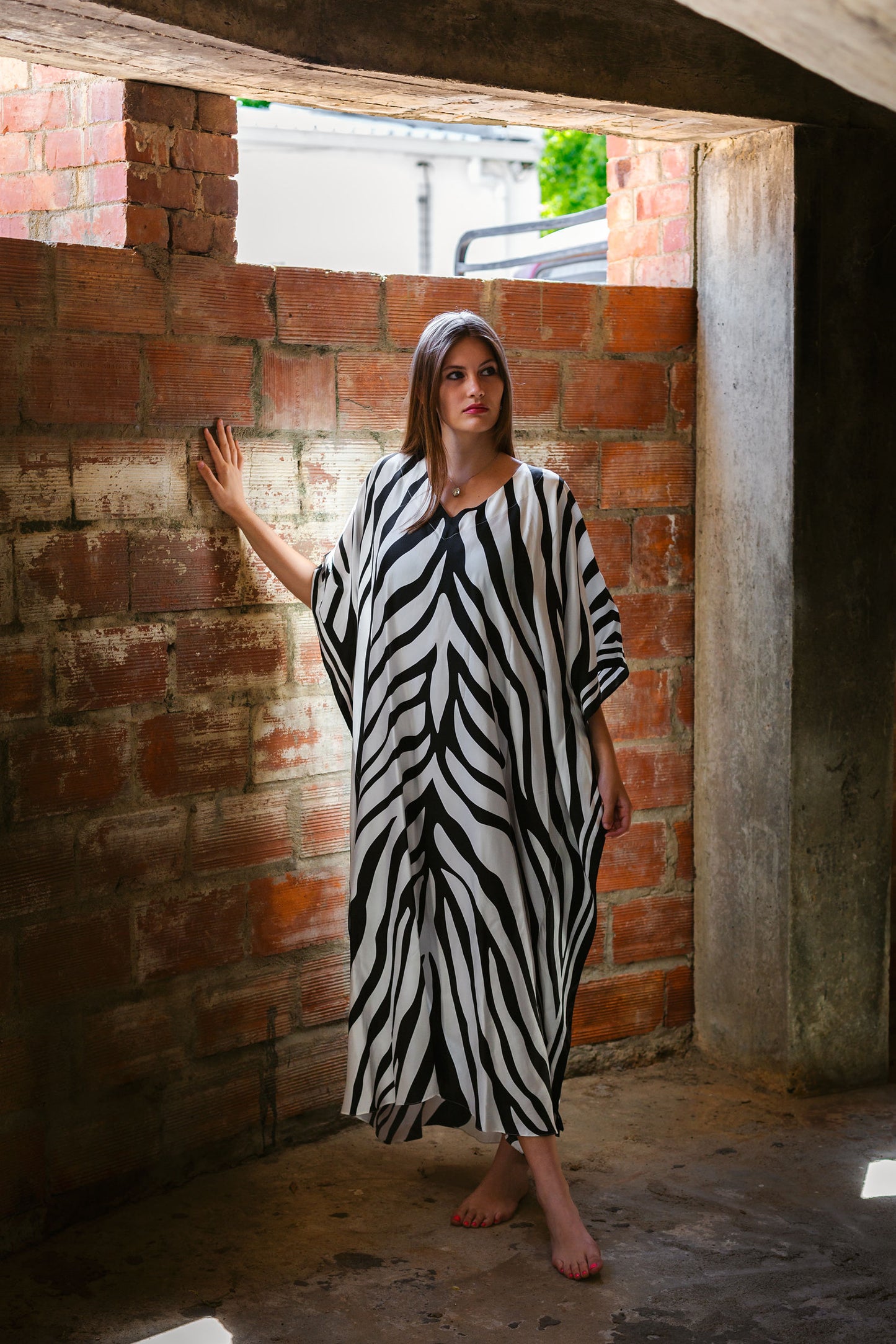 Kaftan Silk - Zebra Black