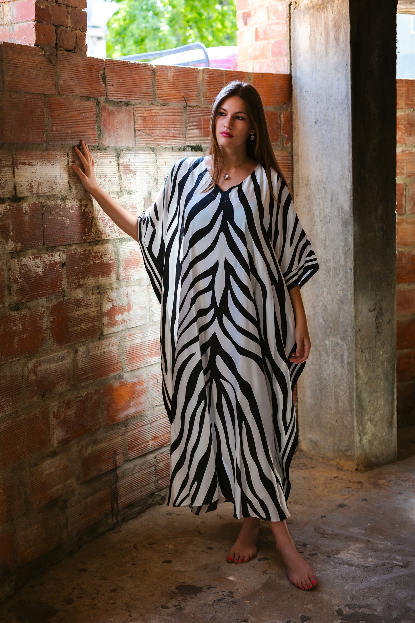 Kaftan Silk - Zebra Black