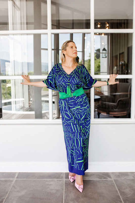 Kaftan Satin - Bliss in Blue and Green